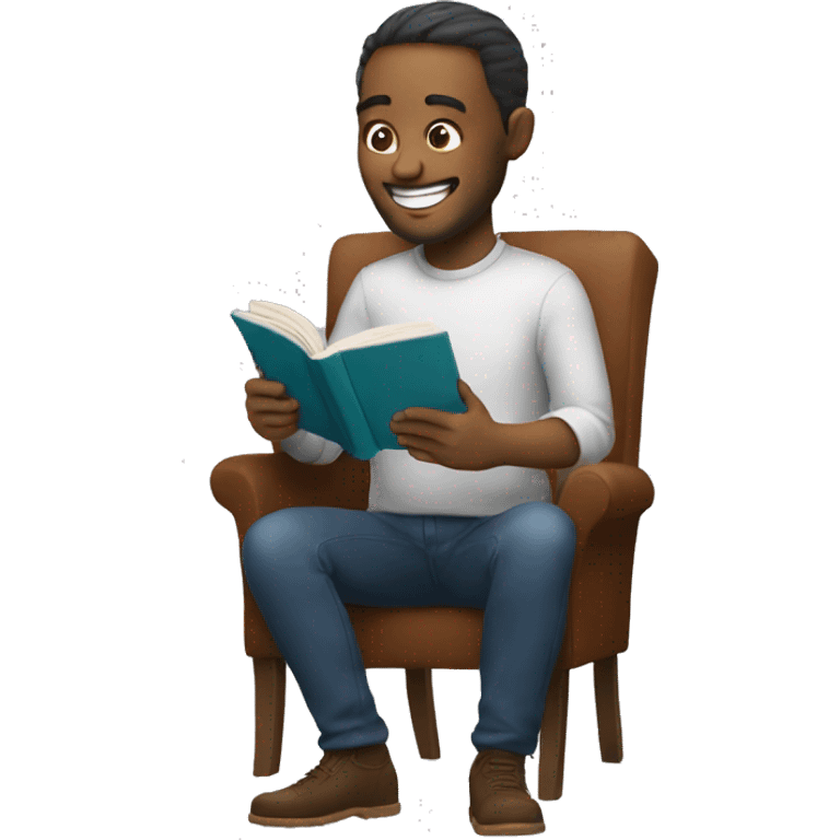 man happily reading a book on a phone emoji