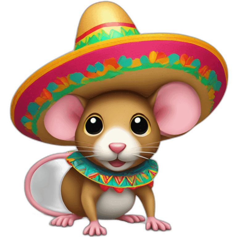 Mouse with a Mexican colourful sombrero on his head emoji