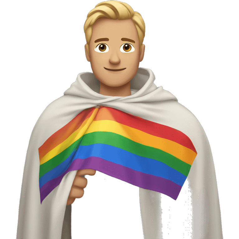 David wearing pride flag cape emoji