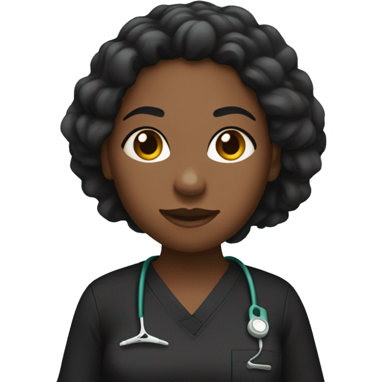 Black woman in black scrubs holding a needle emoji