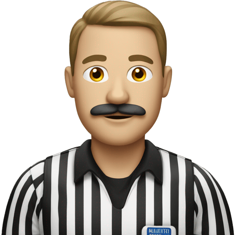 White Male referee with mustache holding basketball  emoji