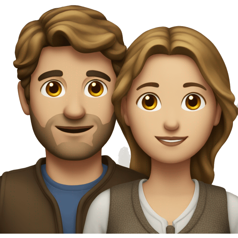 Street couple of a European man and an European woman with brown hair emoji