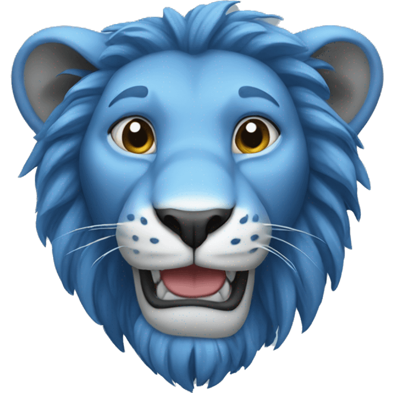 head of a blue lion smiling emoji