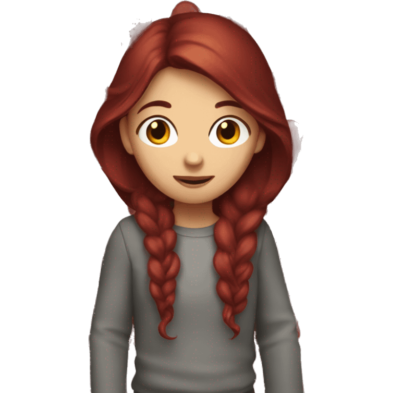 long dark red hair girl emoji