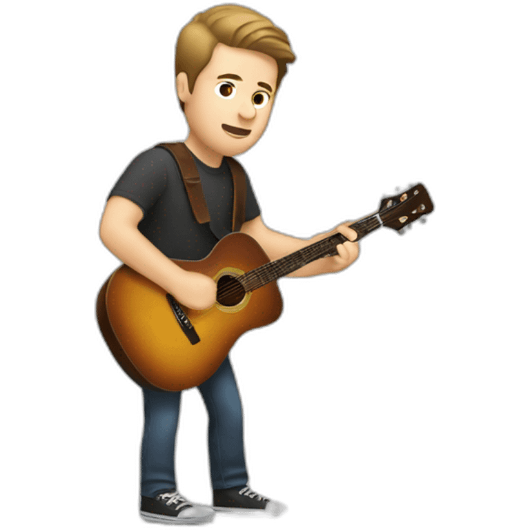 white man with combed back short brown hair playing a guitar chubby emoji