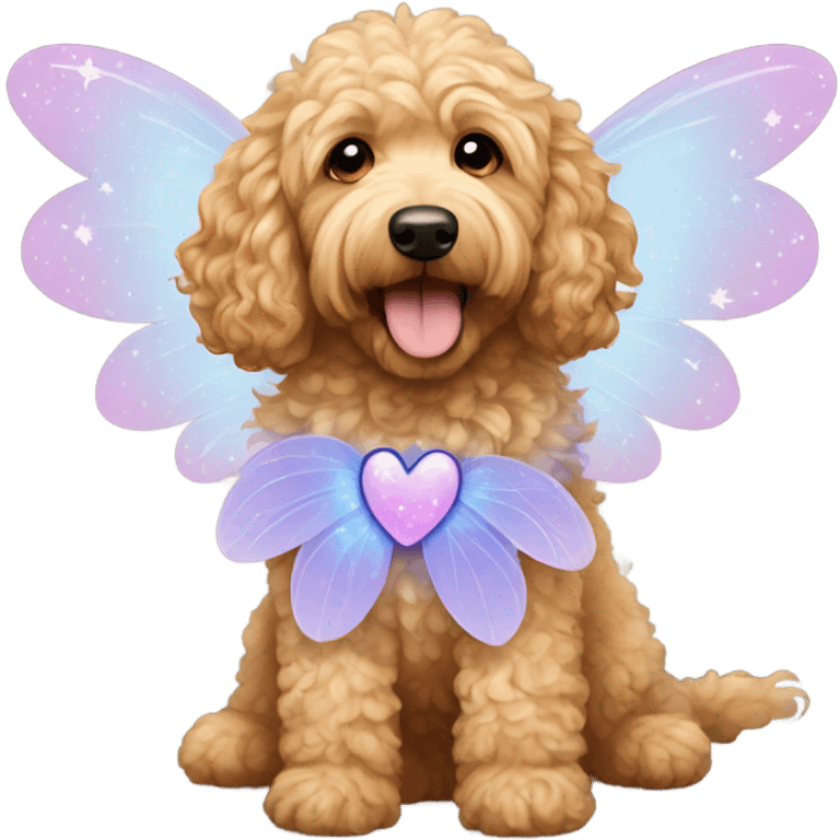 Curly golden doodle with fairy wings  emoji