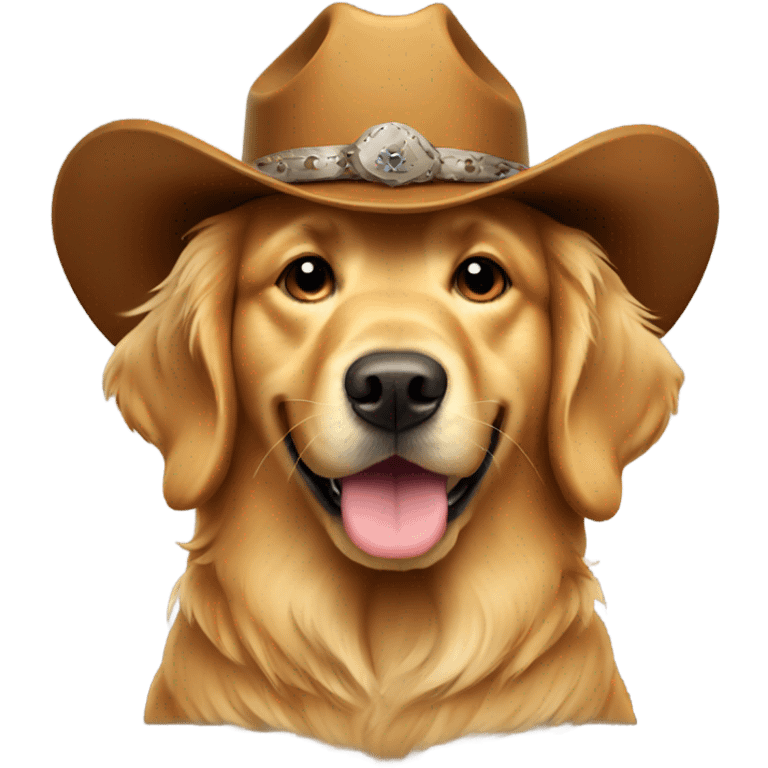 golden retriever wearing cowboy hat emoji