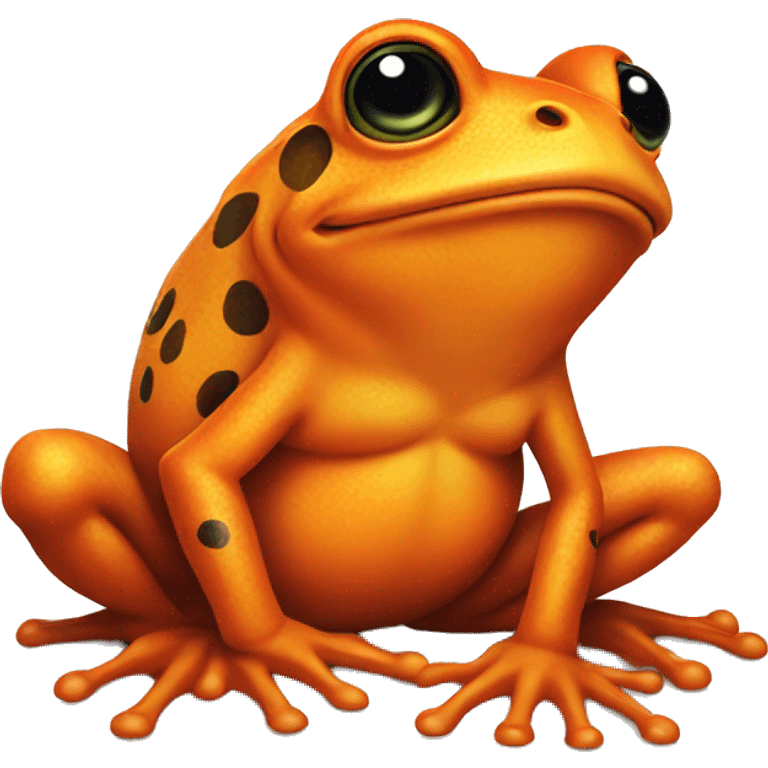 an orange frog with a tattoo on its chest in the shape of a flame emoji