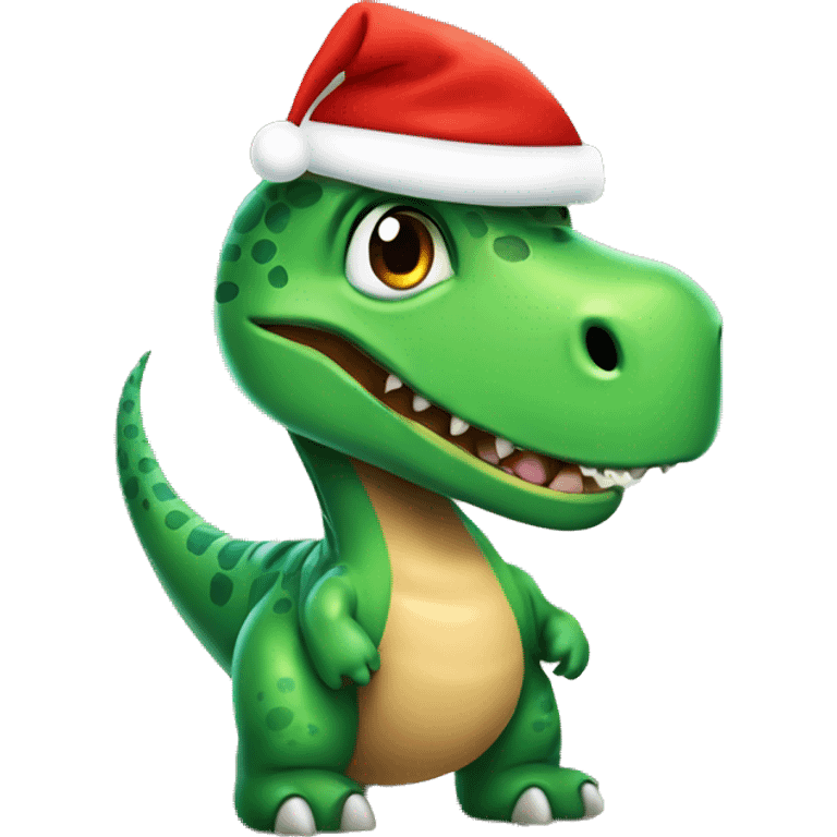 Dinosaurio con gorro navideño emoji