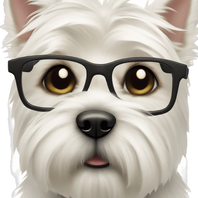 west highland white terrier with black glasses emoji