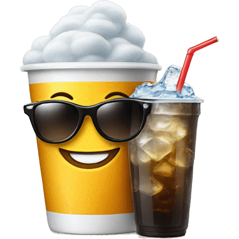 Cup of soda with a smile ans sunglasses emoji