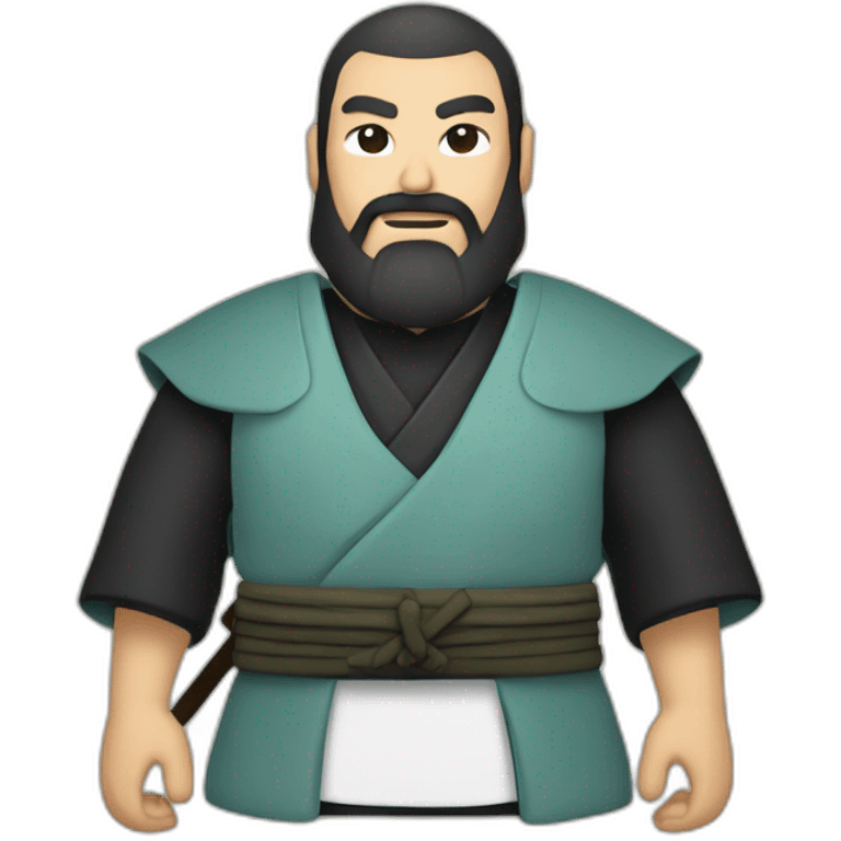 Samurai with hakama bold, beard, white person,  emoji