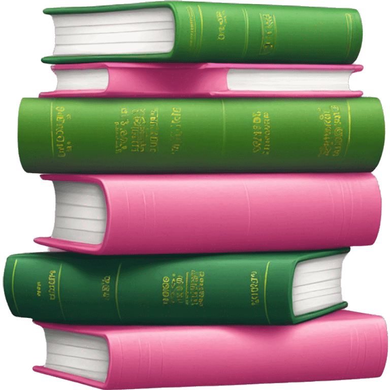 Stack of pink and green book covers emoji