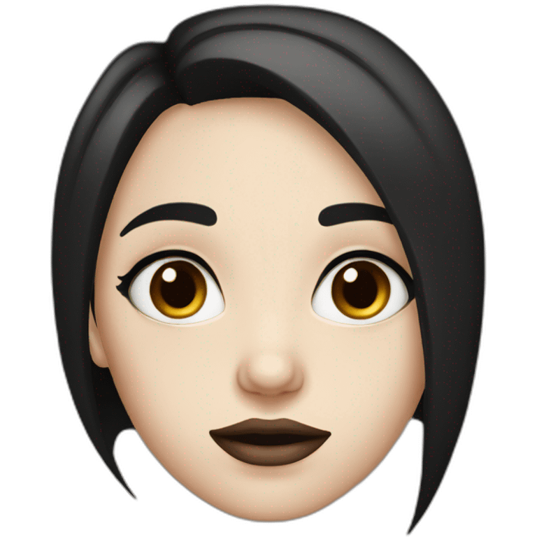 Pale girl with dark brown eyes, black hair and wide lips emoji