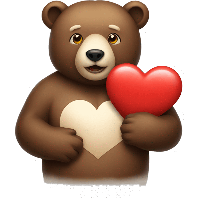 A bear holding a heart  emoji