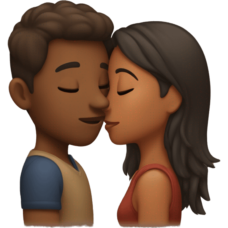 brown skin female kissing brown skin male emoji