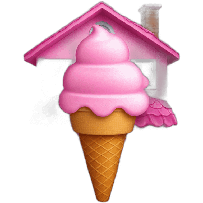 pink ice cream on top of house emoji