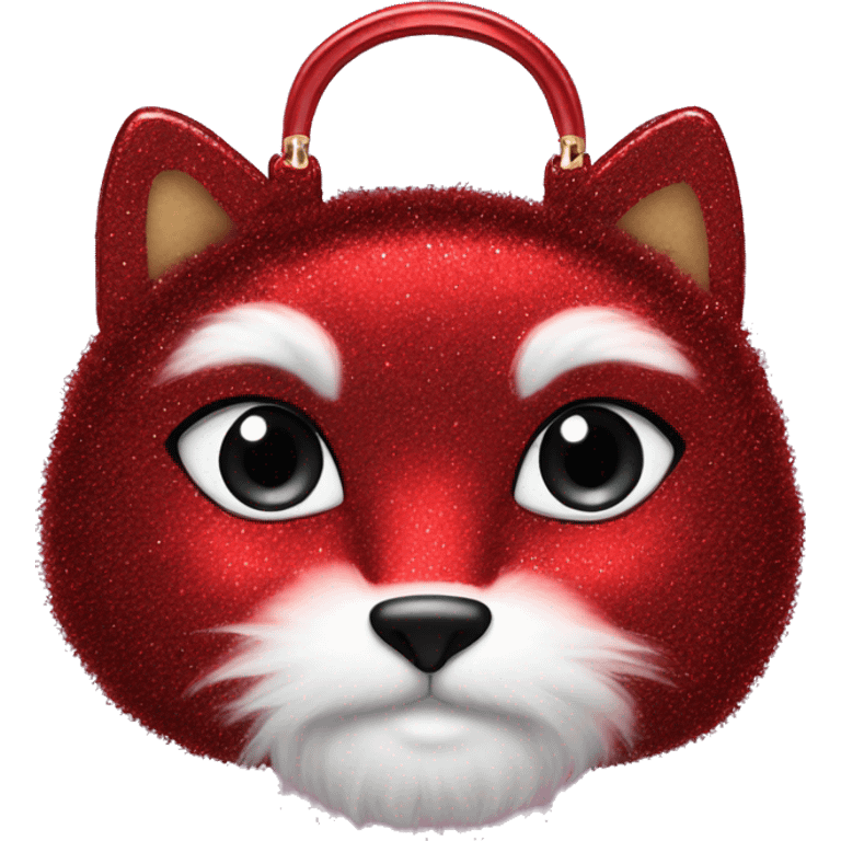 Realistic red Sparkle glitter and fur purse. emoji