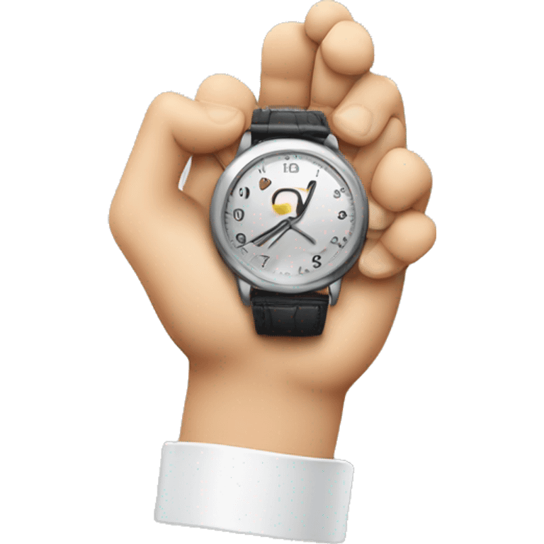 Hand with wristwatch, palm facing away from camera emoji