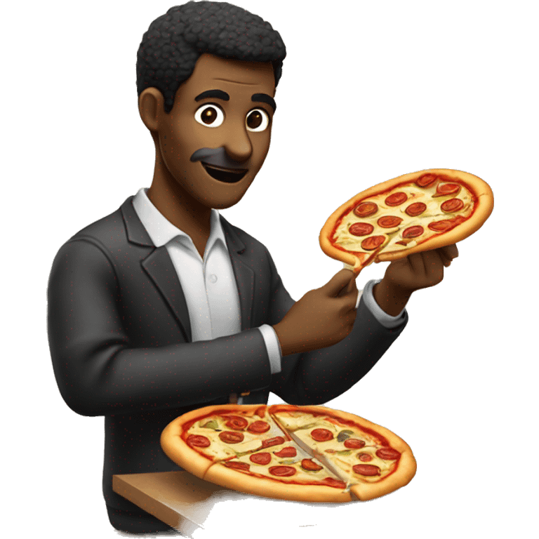 Hombre negro comiendo pizza  emoji