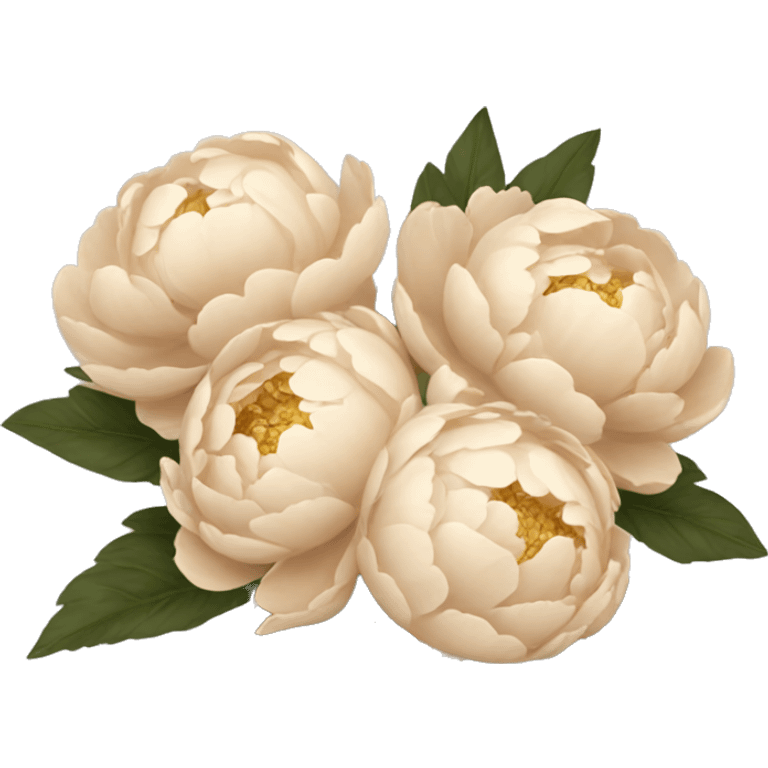 Beige peonies bouquet with golden bow emoji