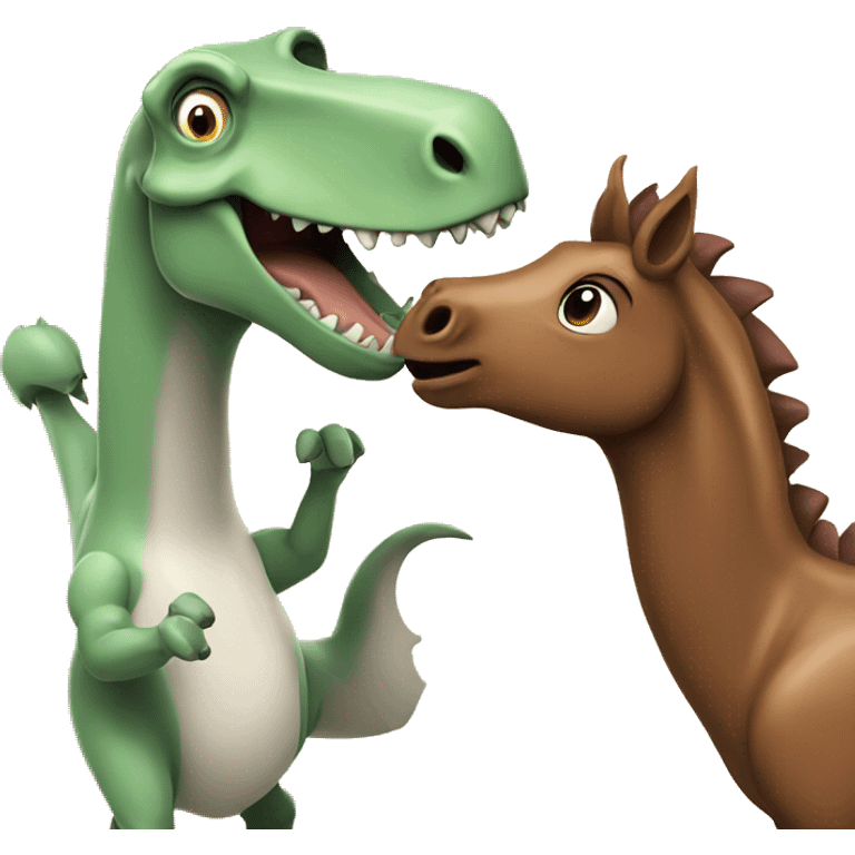 Dinosaur and horse saying hi emoji