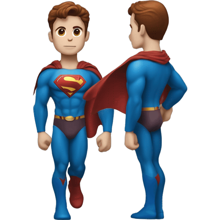 Full body reddish brown hair superman with blue yes emoji