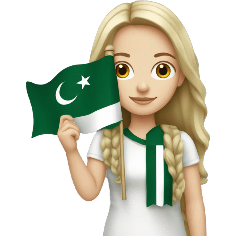 White girl holding Pakistan flag emoji