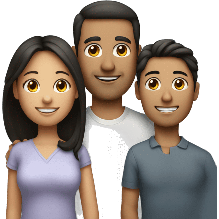 A family photo , parents and child with dark hair .  emoji