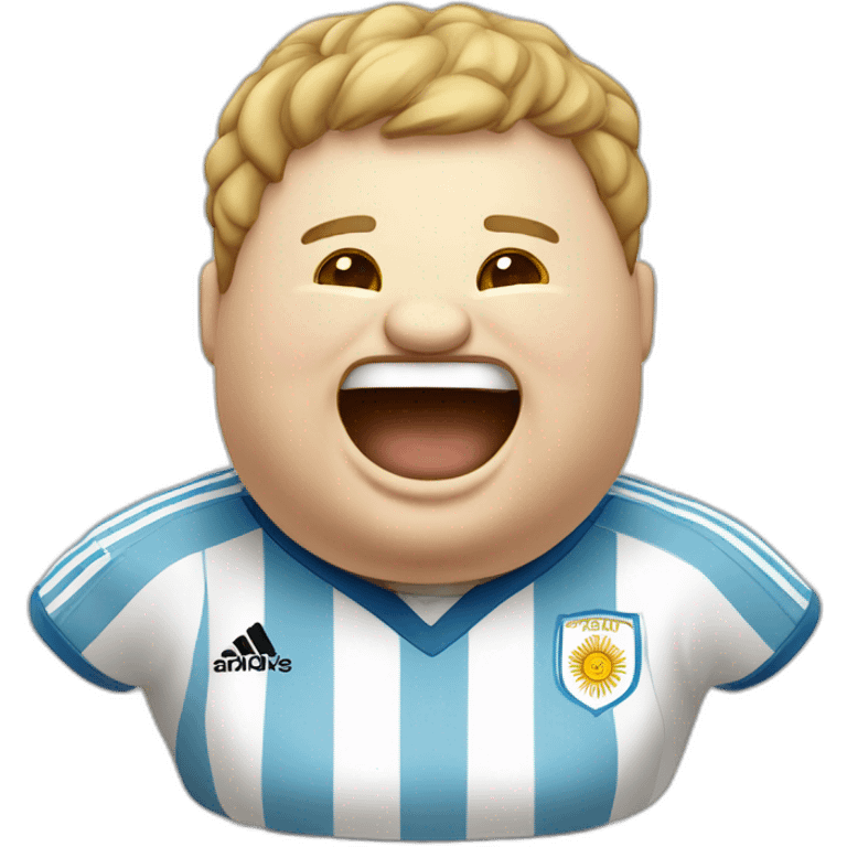 Laughing Tears white man. Obese. argentina soccer uniform. emoji