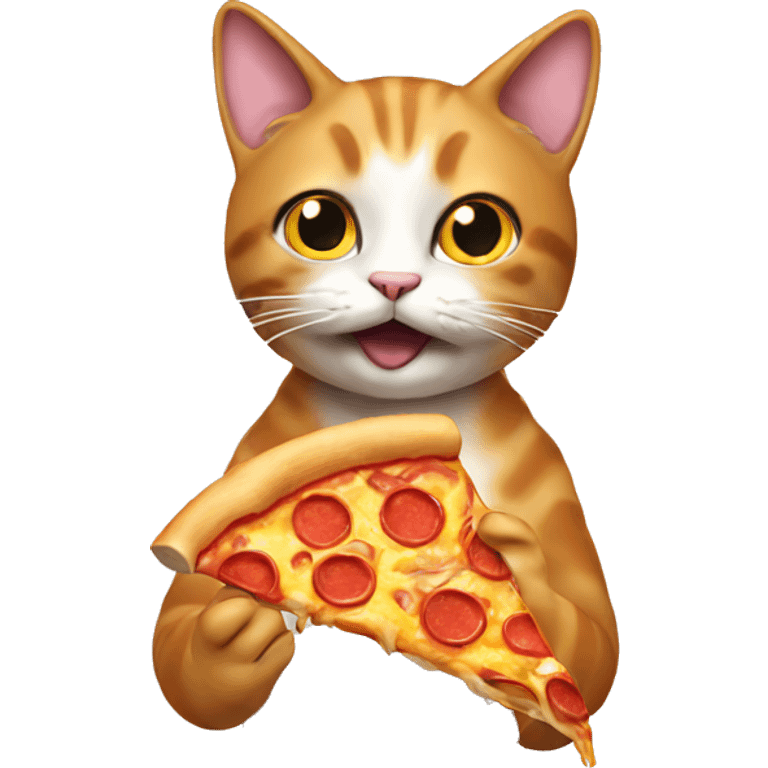 Cat eating pizza emoji