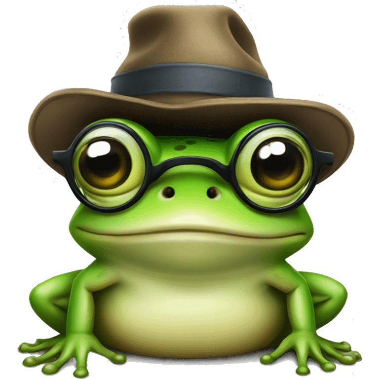 frog with glasses and hat emoji