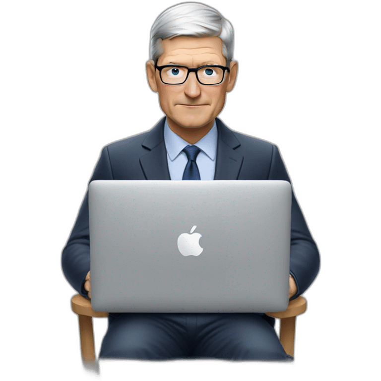 tim cook with macbook at office emoji