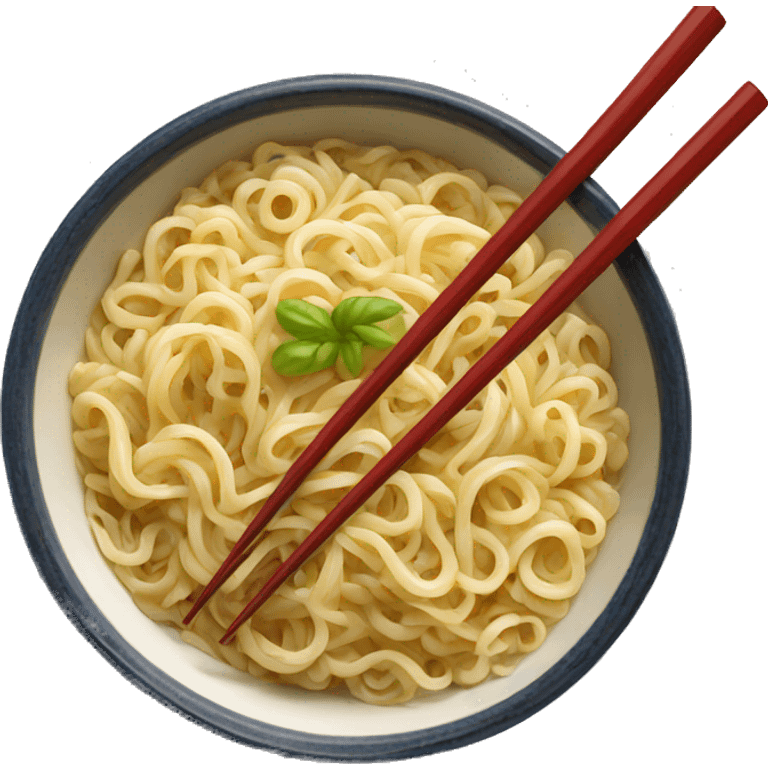 Noodles in a Japanese bowl with chopsticks  emoji