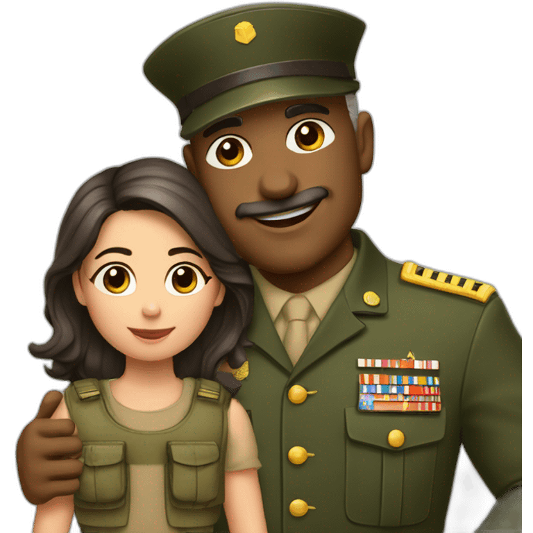 papa militar con niña emoji