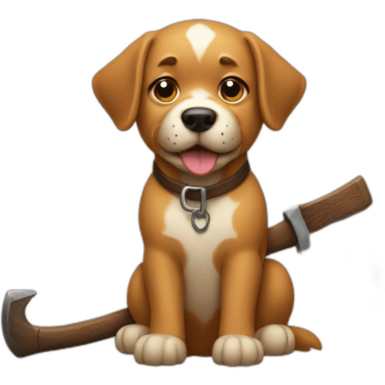 a dog with an axe emoji