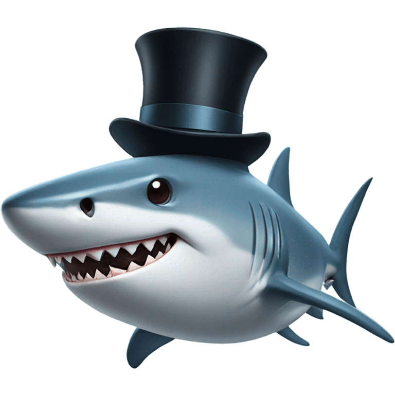 Shark with a top hat emoji