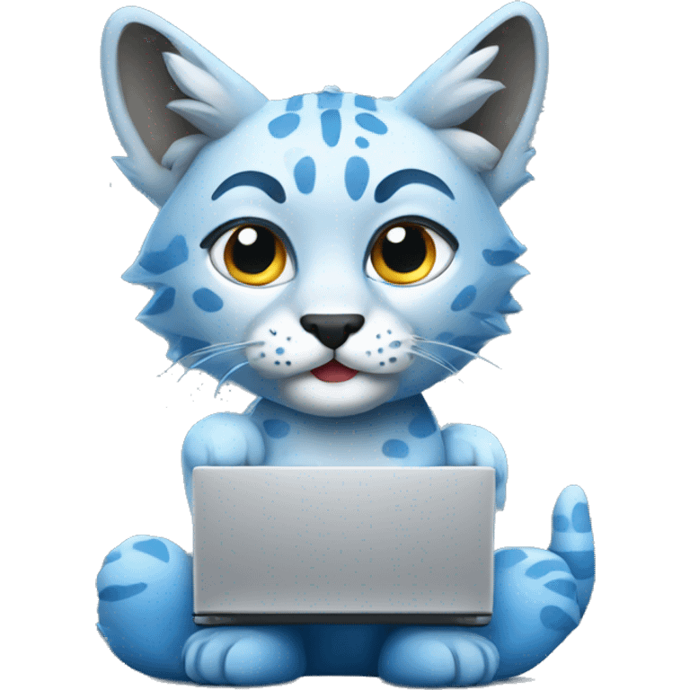 A blue lynx with a laptop emoji