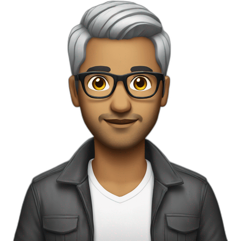 Indian dj with glasses short hair no moustache grey stubble emoji