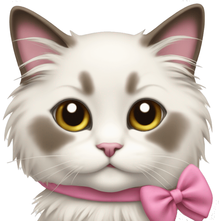 Ragdoll cat with a pink bow smiling cute emoji