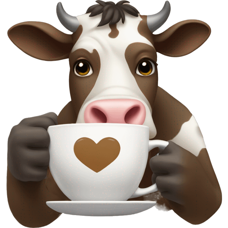 Cow drinking coffee emoji