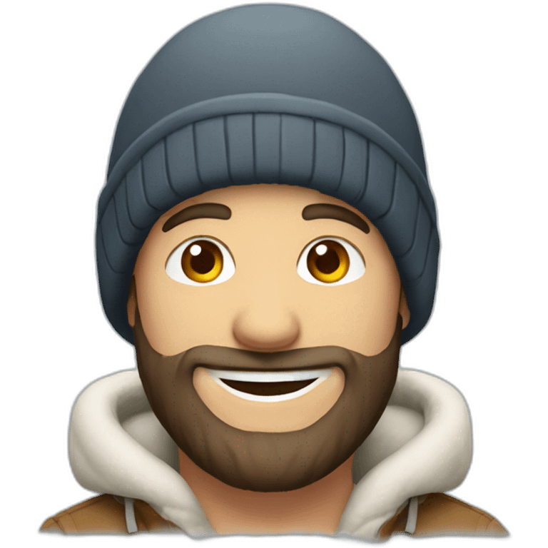 smiling guy beard in winter hat emoji