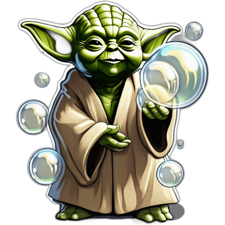 yoda laughing very hard with haha in the bubbles emoji