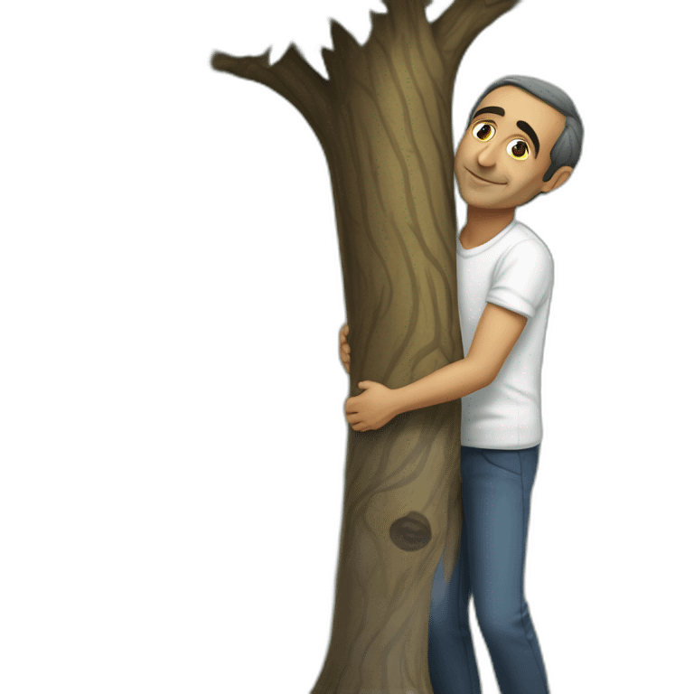 realistic eric zemmour hugging a tree emoji