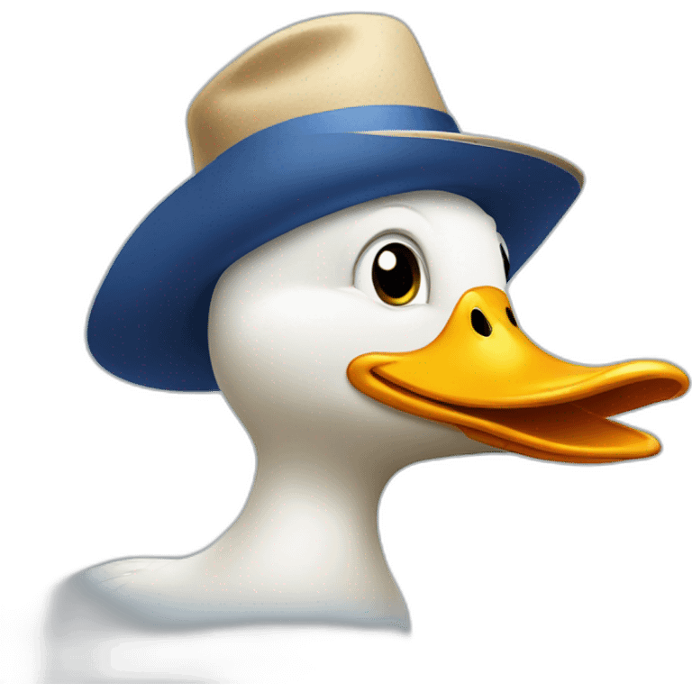 duck with crooked lips and a blue hat emoji