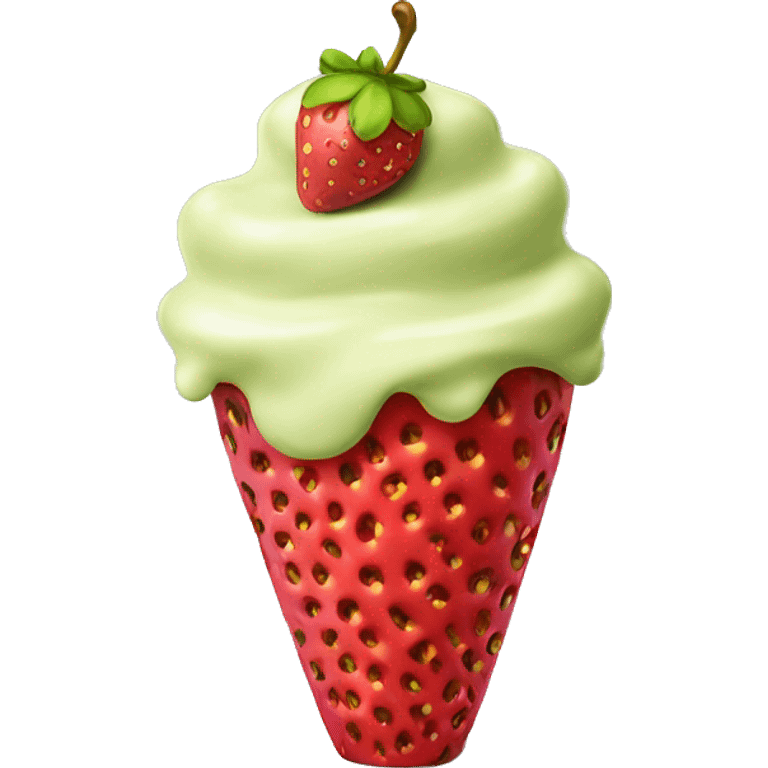 Pistachio cream covered strawberry in a cup  emoji