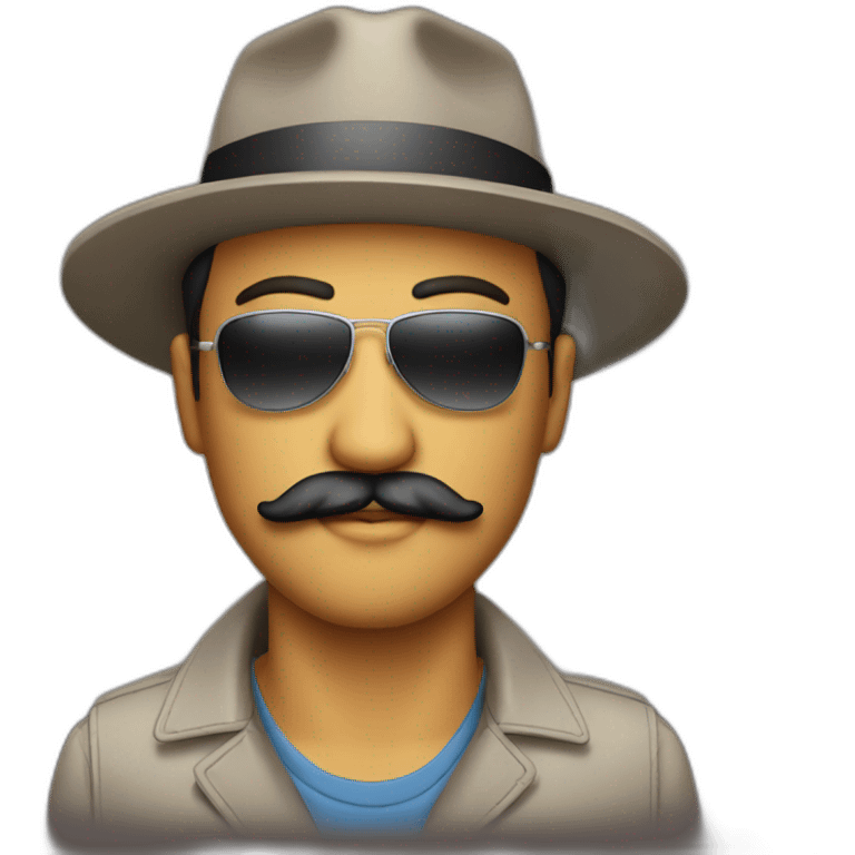 man with mustache and goatee with sunglasses and hat emoji