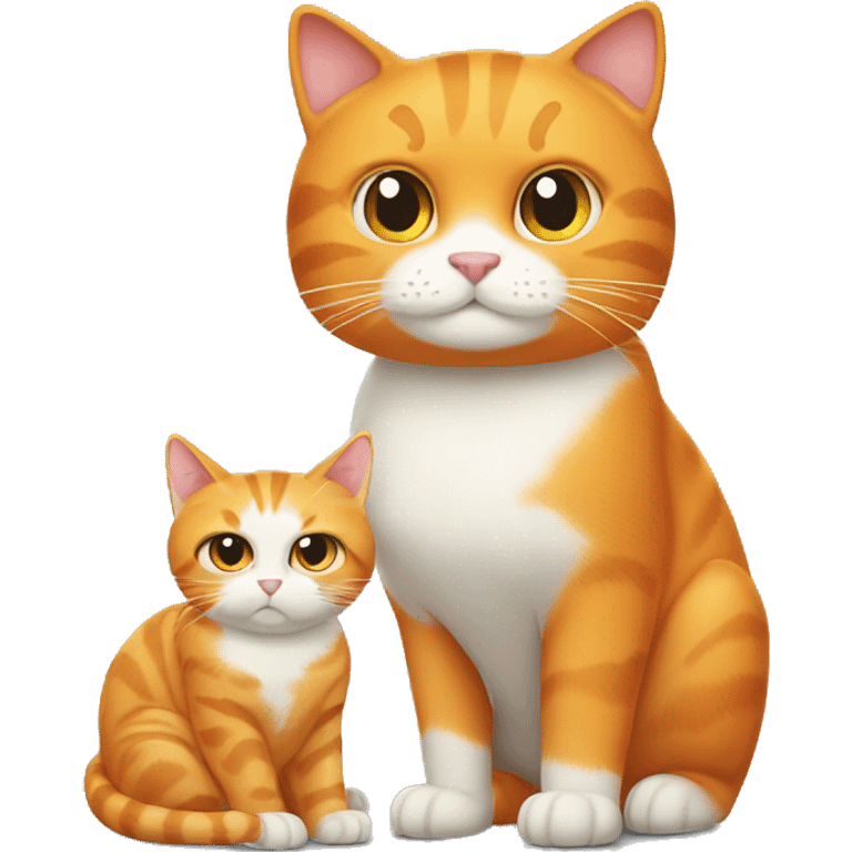 Big Orange cat and little withe cat emoji