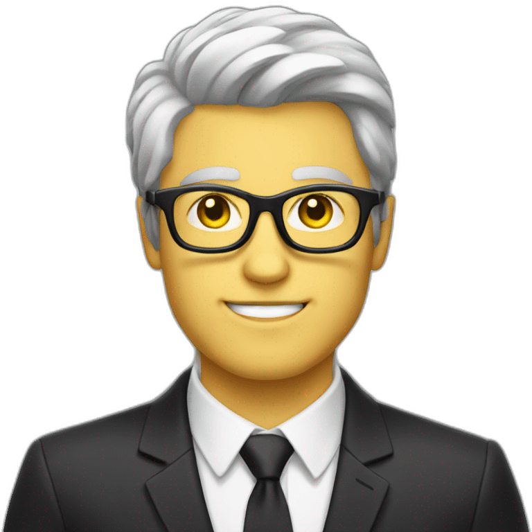 white guy with yellow tinted glasses and black hair wearing a suit  emoji