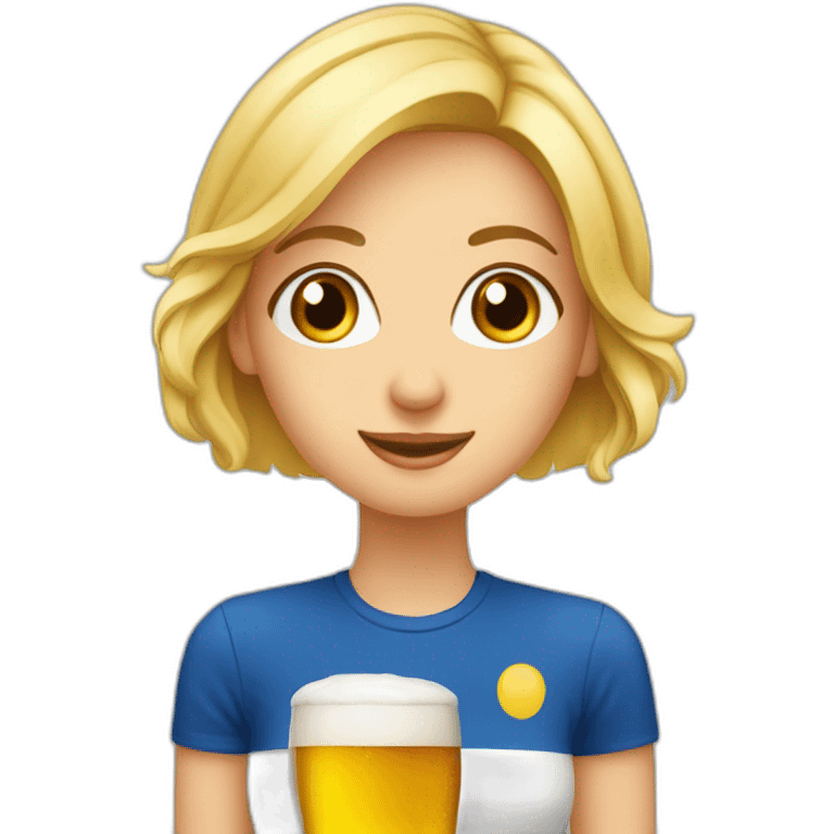 Fille blonde yeux bleus tenant de la bière emoji